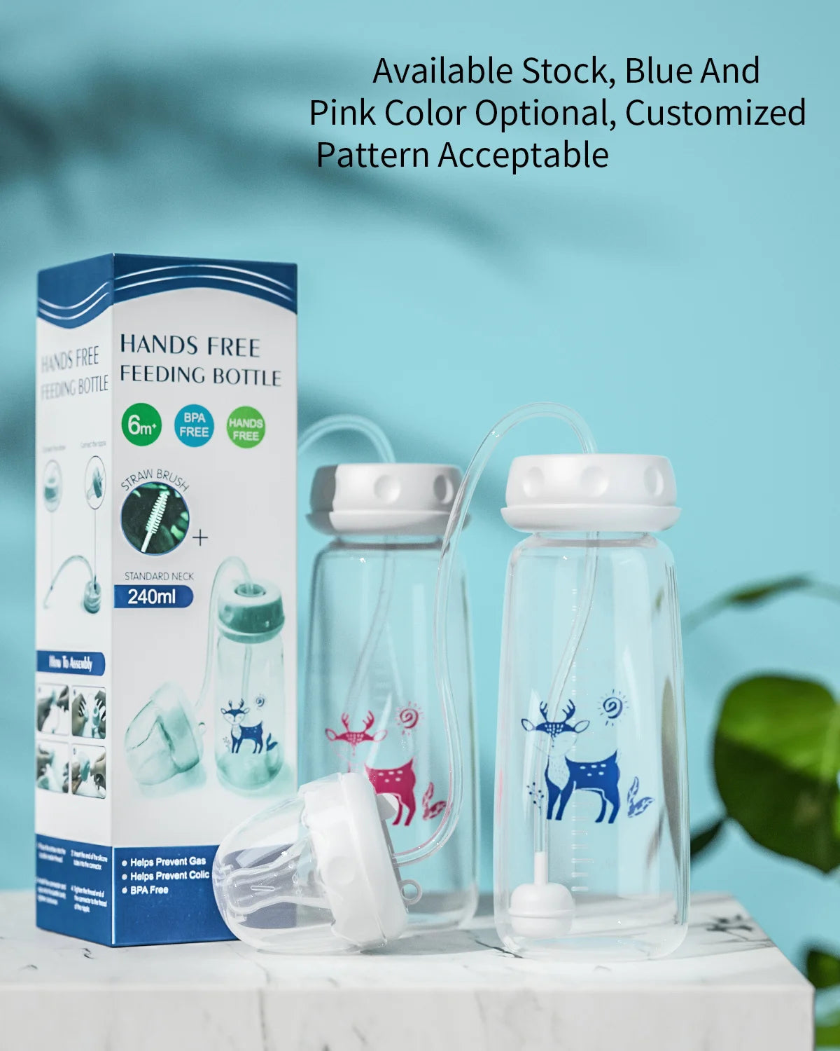 BornBL Hands-Free Anti-Colic Baby Bottle – 240ml